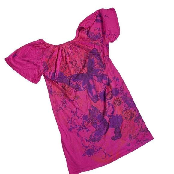Mi manchi pink butterfly tshirt dress Size small - Picture 1 of 4